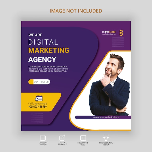 Digital marketing social media and Instagram post template