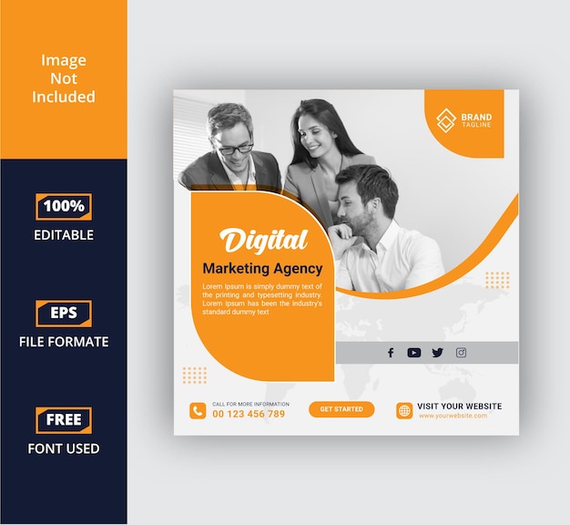 Digital marketing social media and instagram post vecot template