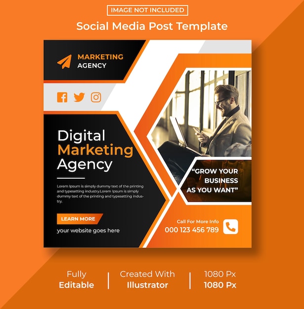 Digital marketing social media post banner design template