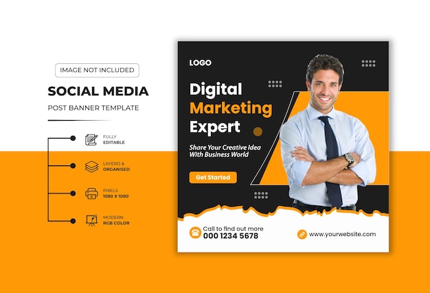 Modello di banner per post sui social media di marketing digitale