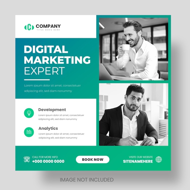 digital marketing social media post banner with green color