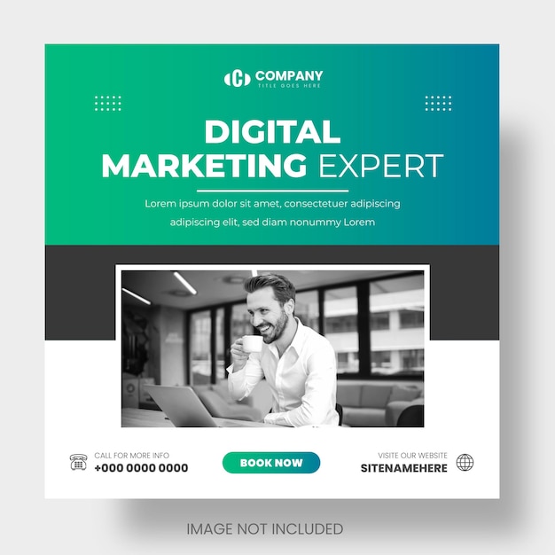 digital marketing social media post banner with green color