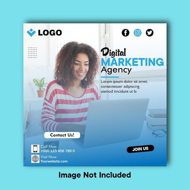 Vector digital marketing social media post editable template