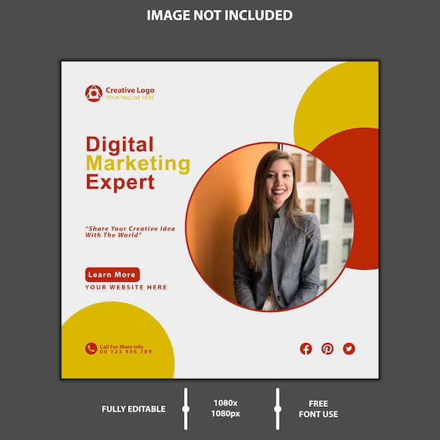 Digital marketing social media post template free vector.