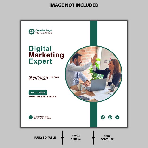 Digital marketing social media post template high quality