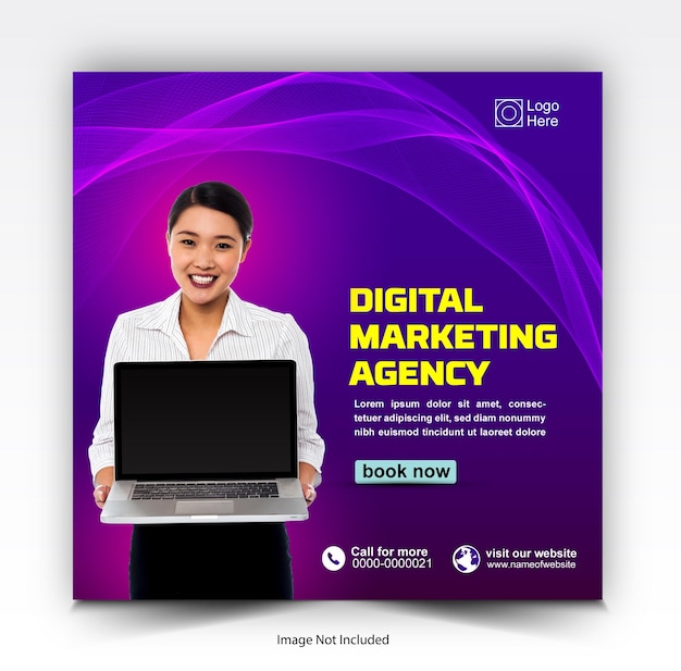 Digital marketing social media poster design template