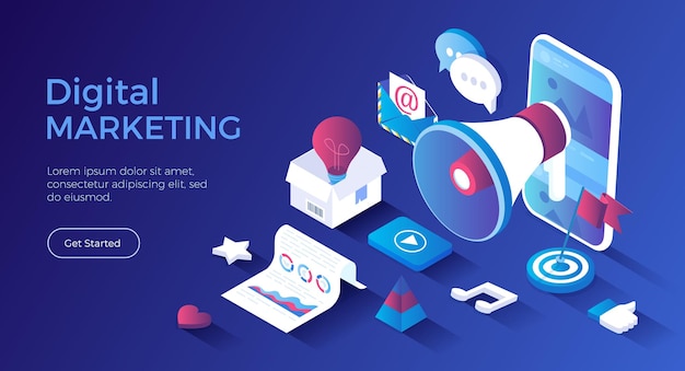 Digital Marketing social network and media communication Analysis targeting management Isometri