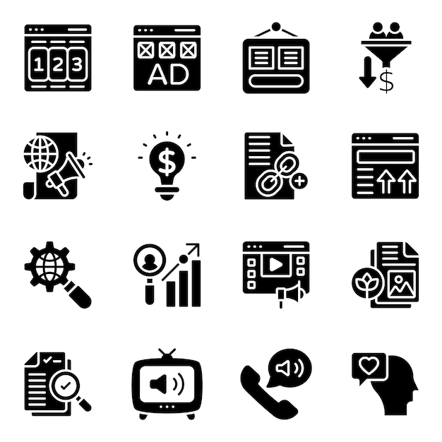 Digital Marketing Solid Icons Pack