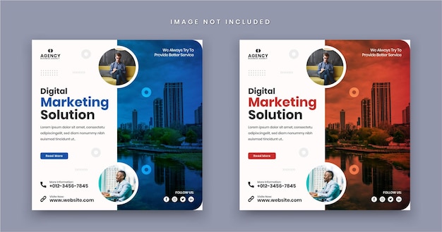 Digital marketing solution agency and corporate business flyer instagram social media post banner