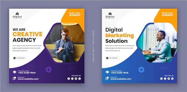 Digital marketing solution agency corporate business flyer square instagram social media post banner