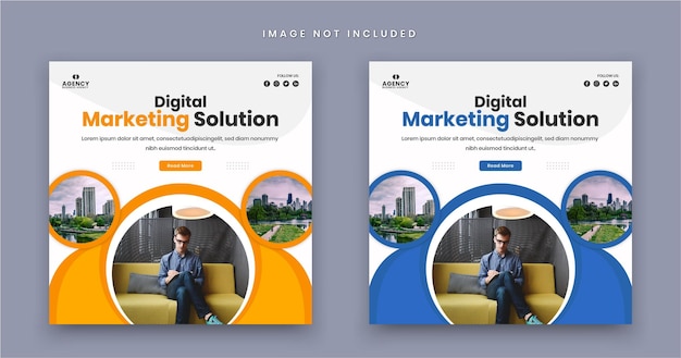 Digital Marketing Solution and Agency Corporate Business Flyer square social media post banner