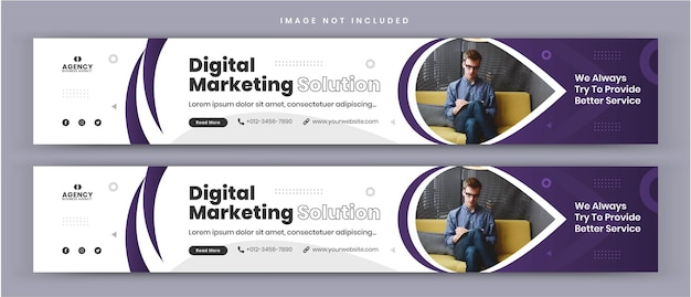 Digital Marketing Solution Agency en Corporate Simple Business LinkedIn Profile Cover Banner