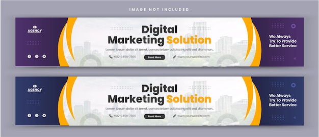 Digital Marketing Solution Agency en Corporate Simple Business LinkedIn Profile Cover Banner