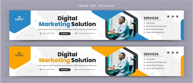 Digital marketing solution agency en zakelijke linkedin cover social media post banner