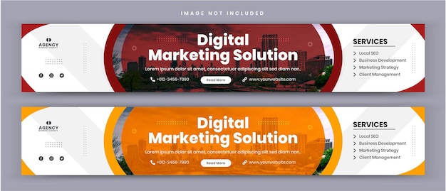 Digital marketing solution agency en zakelijke linkedin cover social media post banner