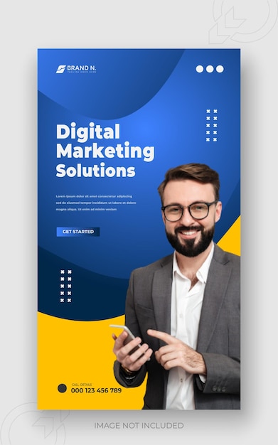 Vector digital marketing solution and corporate facebook or 2 color gradient clean background instagram story design template