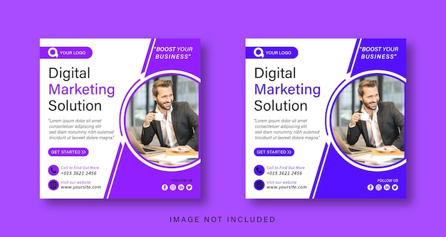 Digital marketing solution social media and instagram post template banner