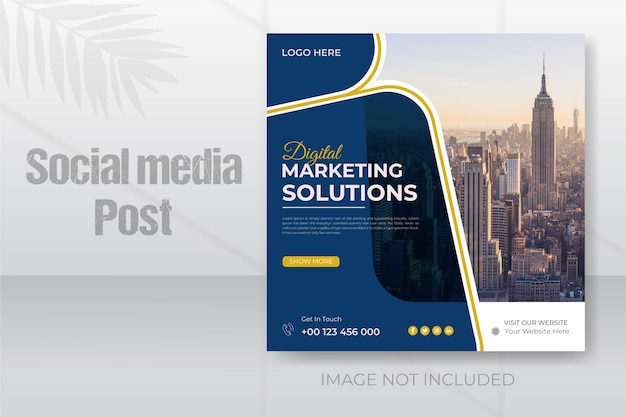 Vector digital marketing solutions and corporate business instragram social media post template banner