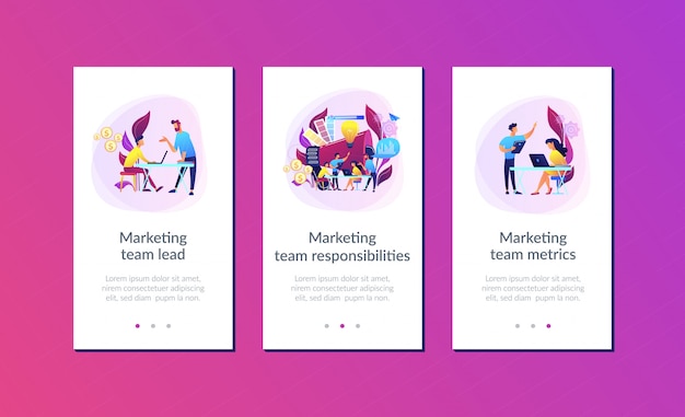 Modello di interfaccia per app del team di marketing digitale