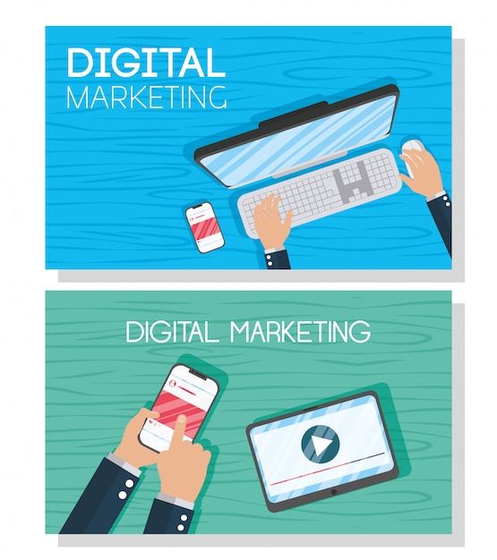 Digital marketing tech with electronic devices