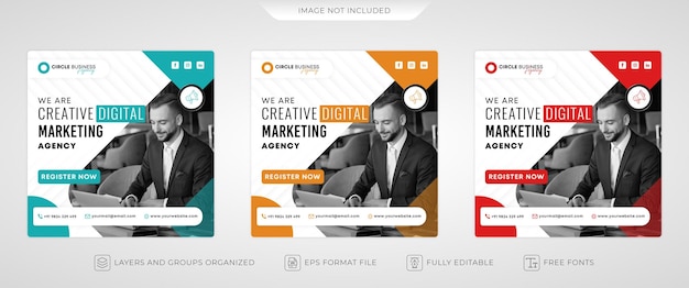 Digital marketing web banner and social media post template