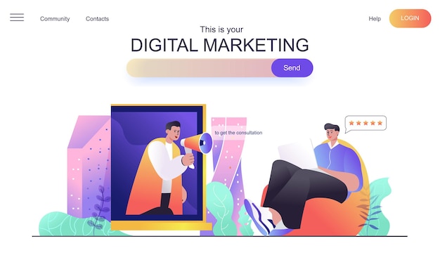 Digital marketing web concept for landing page