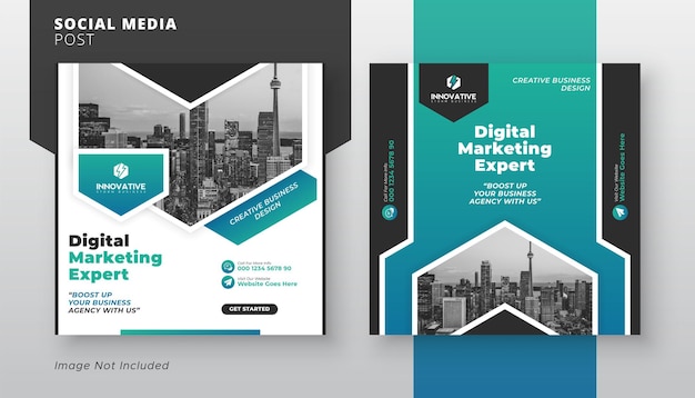 Digital marketing web poster banner social media kit set of square flyer post design