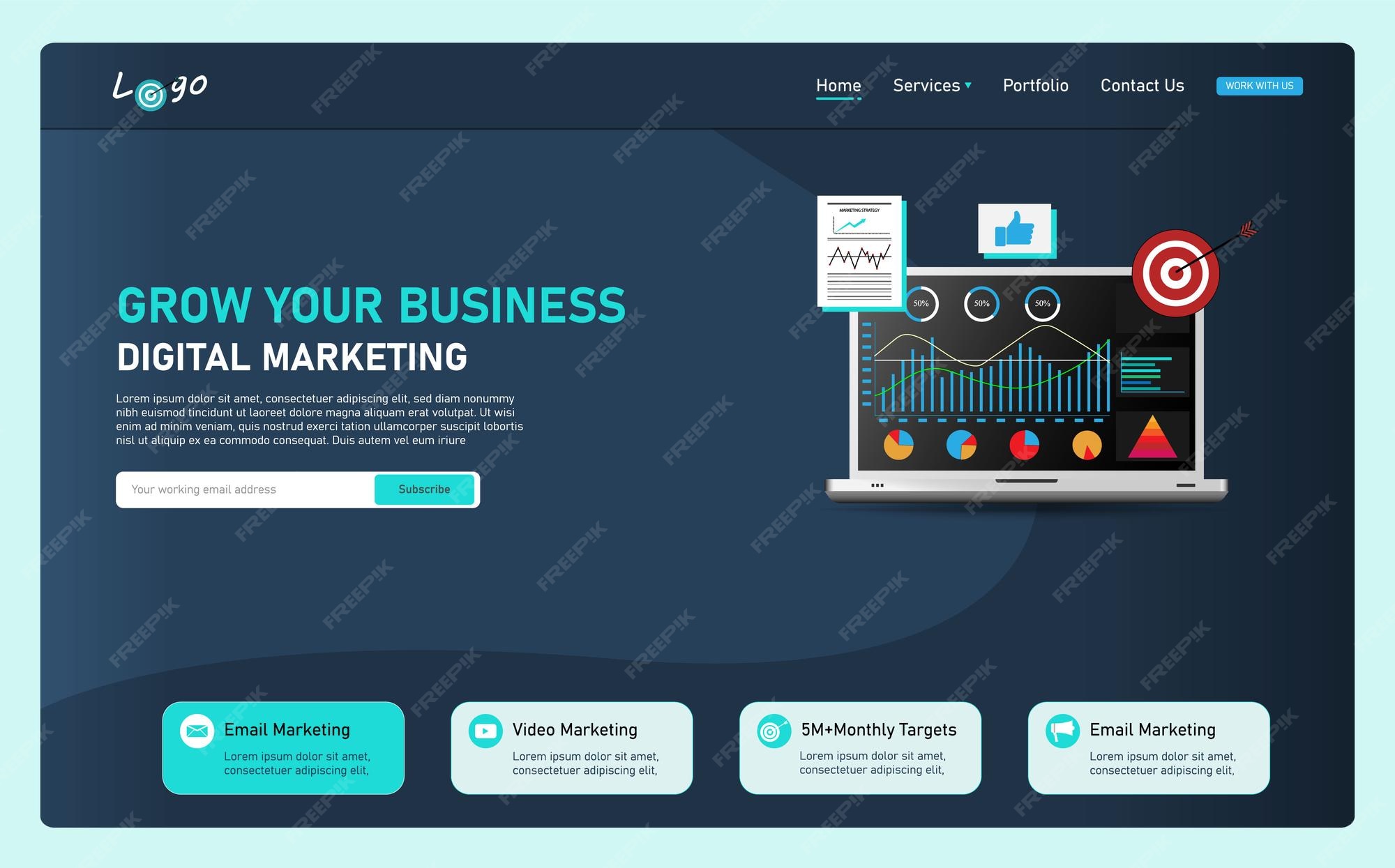 Premium Vector Digital marketing web template realistic laptop web Premium Vector Digital marketing web template realistic laptop web