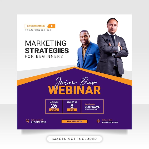 Digital marketing webinar and business conference social media post template