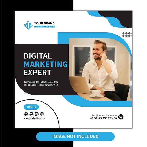 Vector digital marketing webinar and corporate social media post template