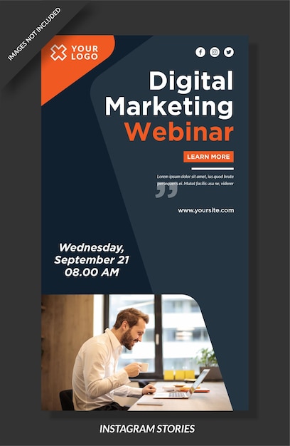 Vector digital marketing webinar instagram stories template