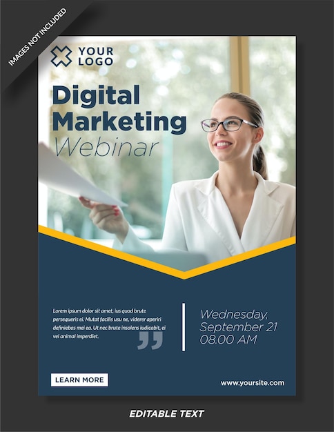 Progettazione del modello di poster webinar marketing digitale