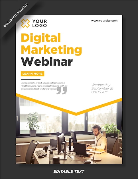 Vector digital marketing webinar poster template design