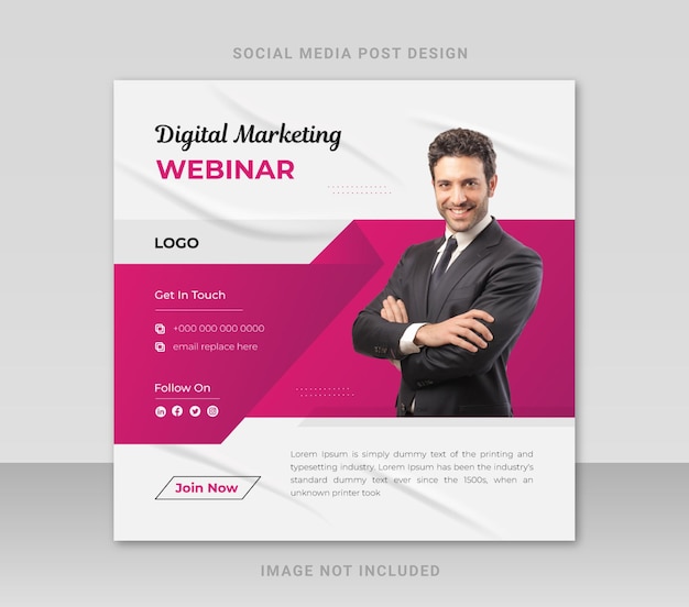 Webinar di marketing digitale e design di banner per social media