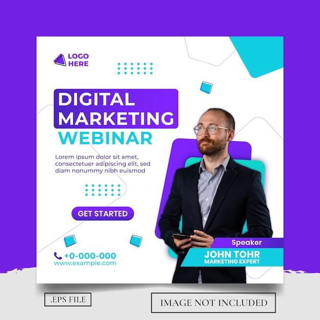 Vettore webinar di marketing digitale modello di post sui social media