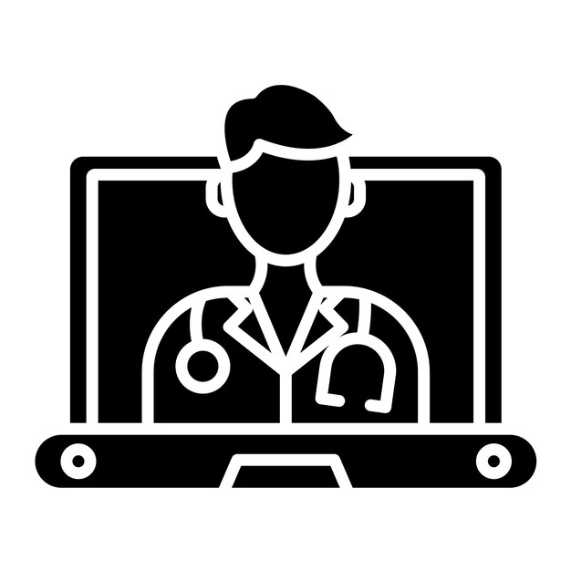 Vector digital medicine glyph solid black illustration