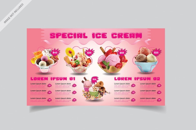 Schede menu digitali per gelato