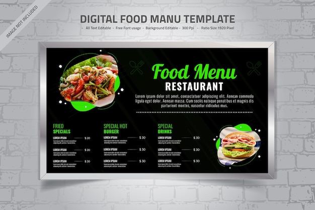 Vettore modelli di design per menu digitali