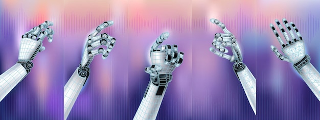 明るい背景のロボット手のデジタルモデル