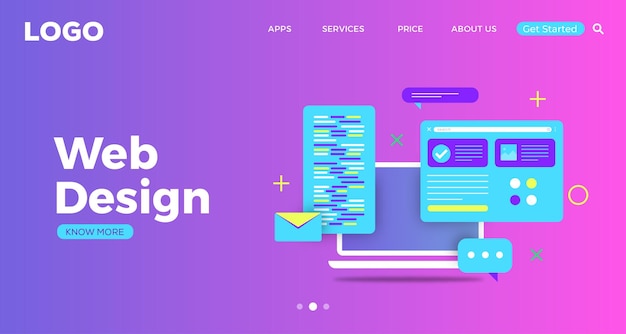 Digital modern web design landing page