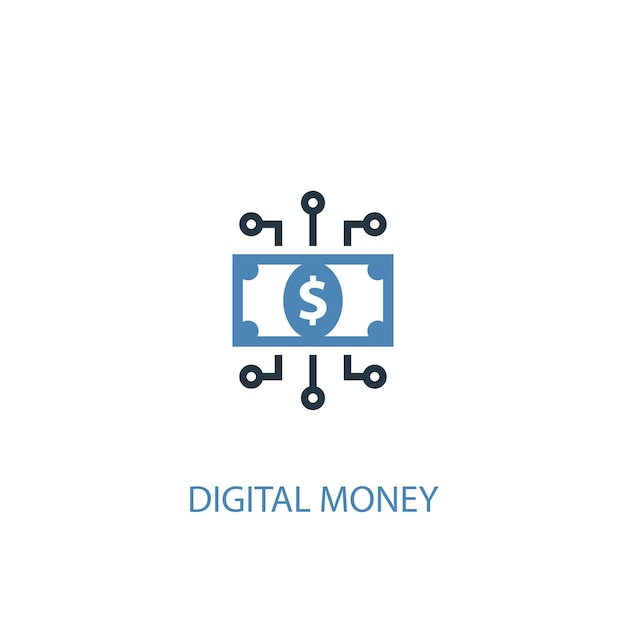 Digital money concept 2 colored icon. Simple blue element illustration. digital money concept symbol design. Can be used for web and mobile UI/UX