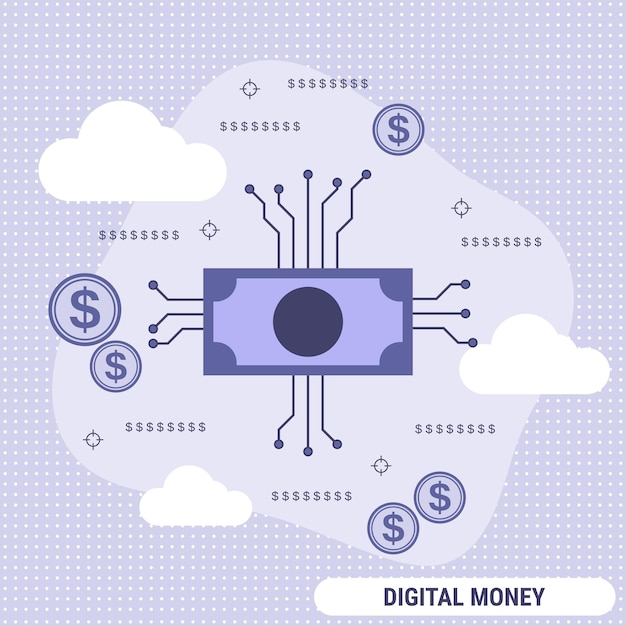 Digital money flat design style vector concept illustration