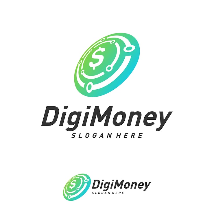 Vector digital money logo design concept vector, simple money technology logo template, icon symbol, creative design