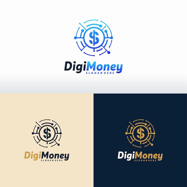 Vector digital money logo designs concept vector template, pixel dollar logo icon