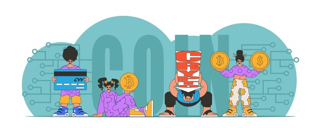 Концепция управления цифровыми деньгами Люди взаимодействуют с криптоактивами