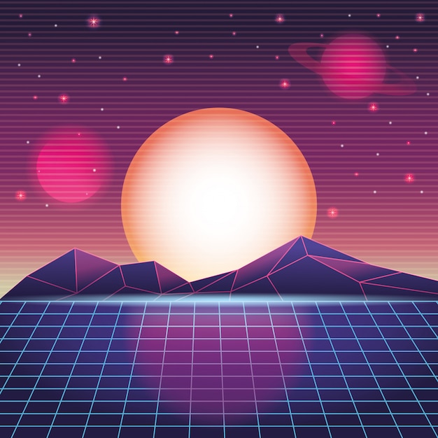 Vector digital mountain landscape