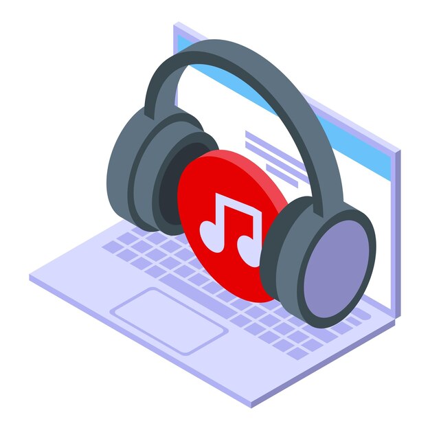 Icona del negozio di musica digitale icona vettoriale del negozio di musica digitale isometrica per il web design isolato su sfondo bianco