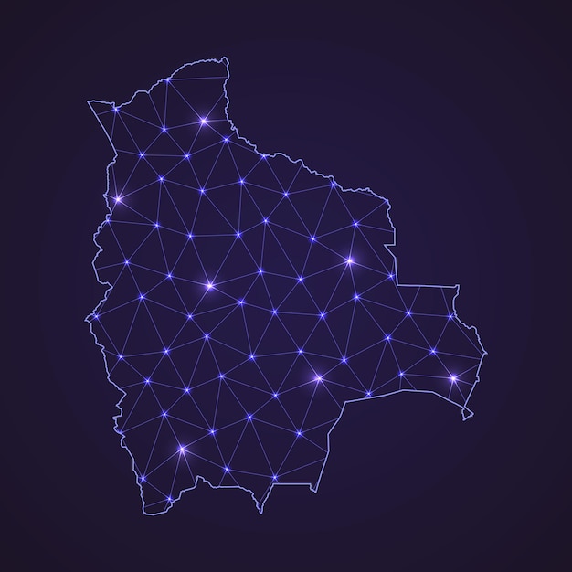 Digital network map of bolivia. abstract connect line and dot on dark background