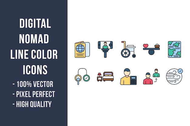 디지털 유목민 라인 컬러 아이콘