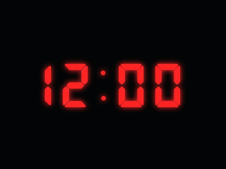 Vector digital number clock digital time with light